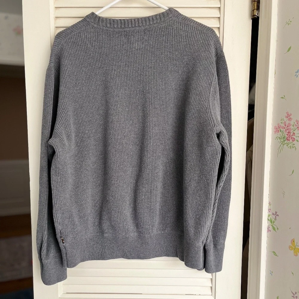 Eddie Bauer MENS Medium Gray Crew Neck Heavy Cotton Ribbed Sweater Size L - Picture 2 of 6